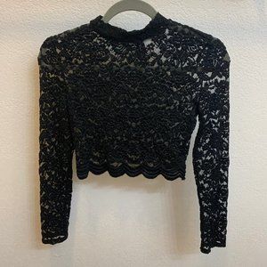 Lace Turtleneck Crop Top